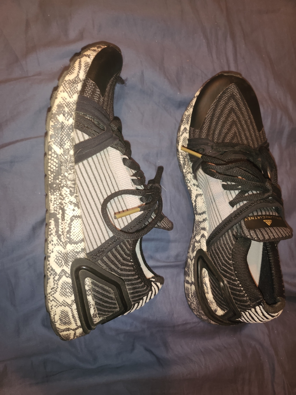 Adidas Stella McCartney Black & Grey Athletic Sneakers - Snake Print